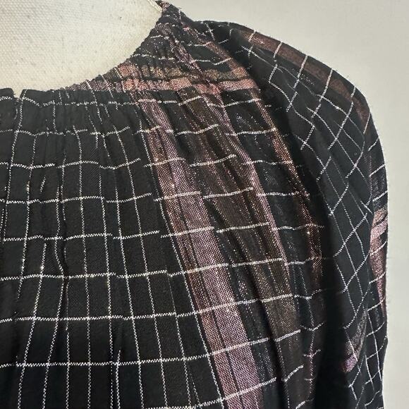 Apiece Apart Womens Plaid Isla Top Size 2 Metallic Peasant Festive Holiday - Picture 6 of 7